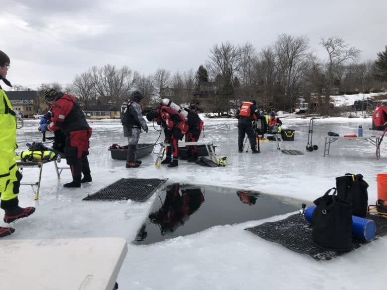 Image of northeast public safety divers certifying ice divers